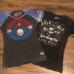 Lot of 2 women’s affliction t-shirts